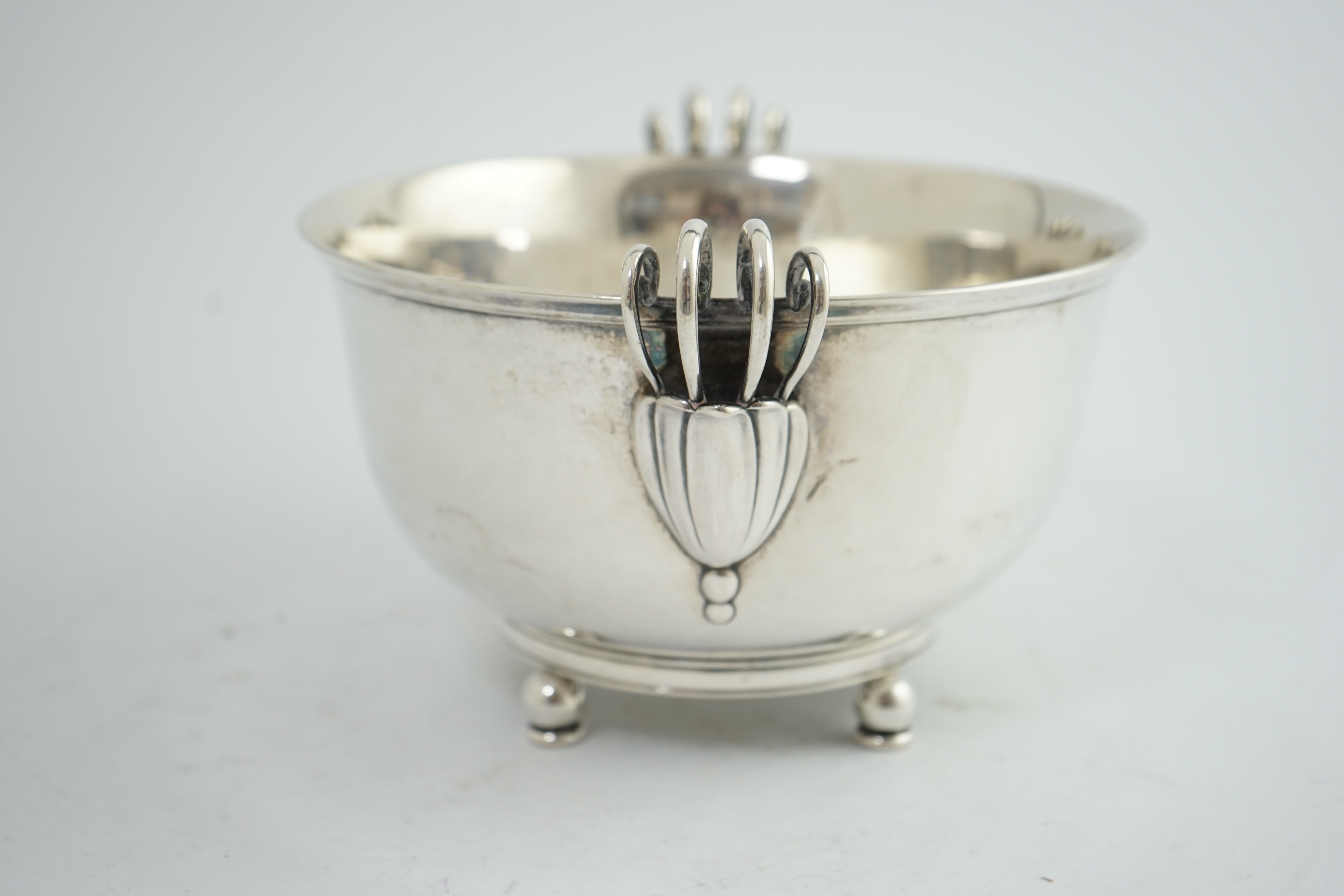 A stylish 1930's Danish silver two handled fruit bowl, by Matthiasen